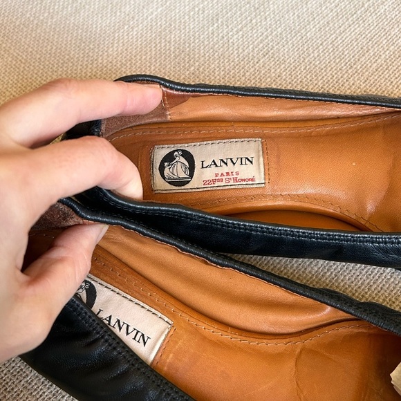 Lanvin Classic Cap Toe Leather Ballerina Flats - Picture 9 of 10